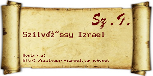 Szilvássy Izrael névjegykártya